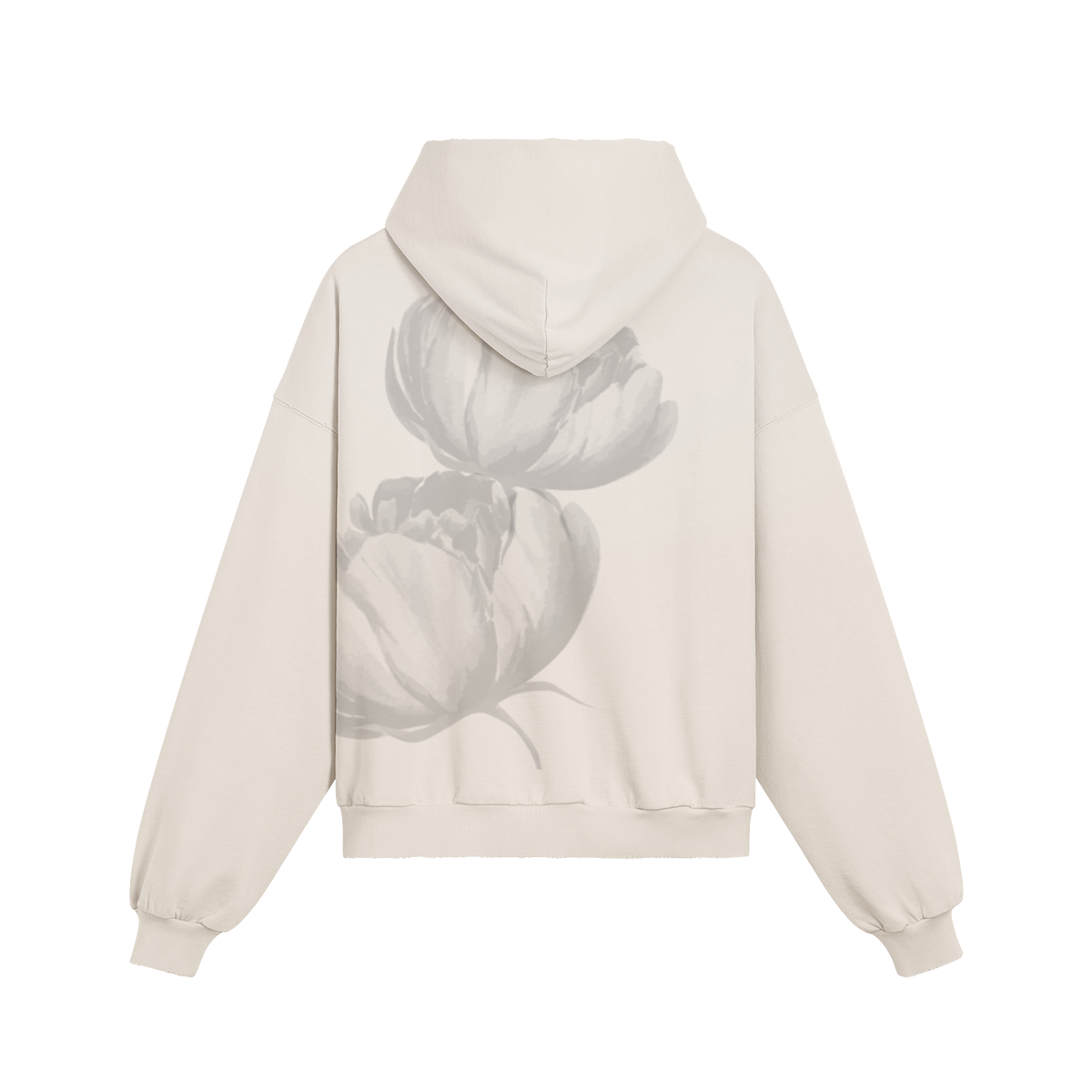 UNISEX Flower Print Sun Faded Distressed Cotton Hoodie