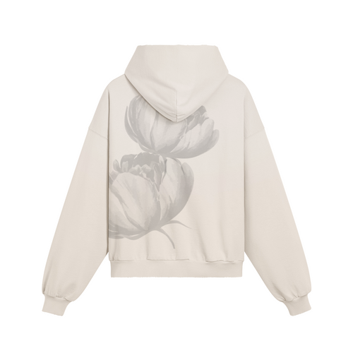 UNISEX Flower Print Sun Faded Distressed Cotton Hoodie