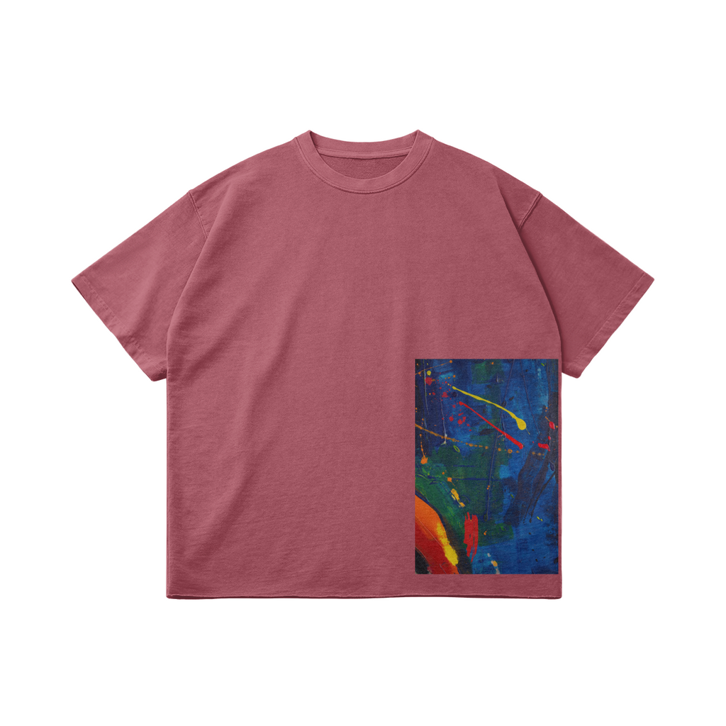 UNISEX Oil Painting Faded Raw Hem Cotton Tee