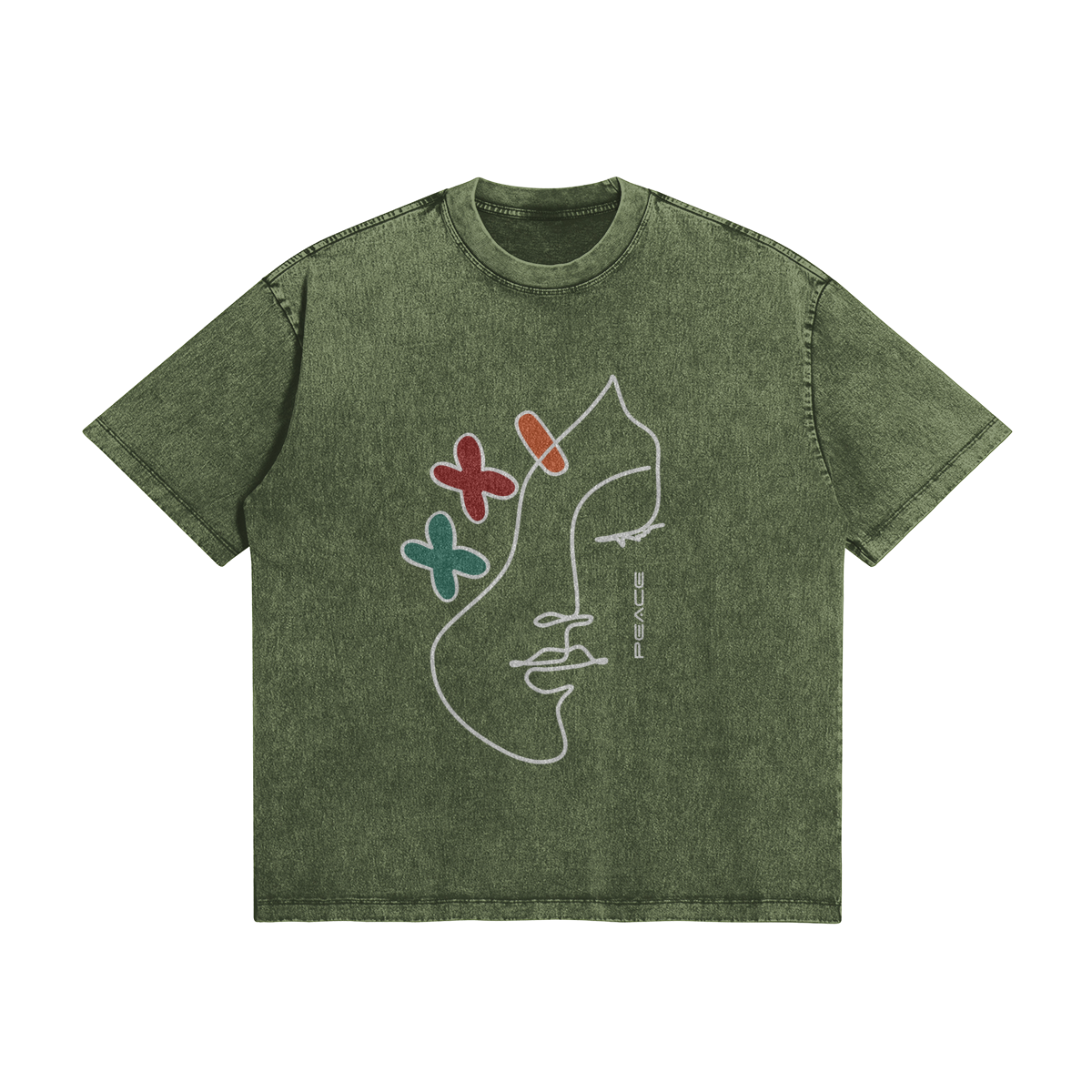 UNISEX "PEACE" Lady Oversized Snow Wash Cotton Tee