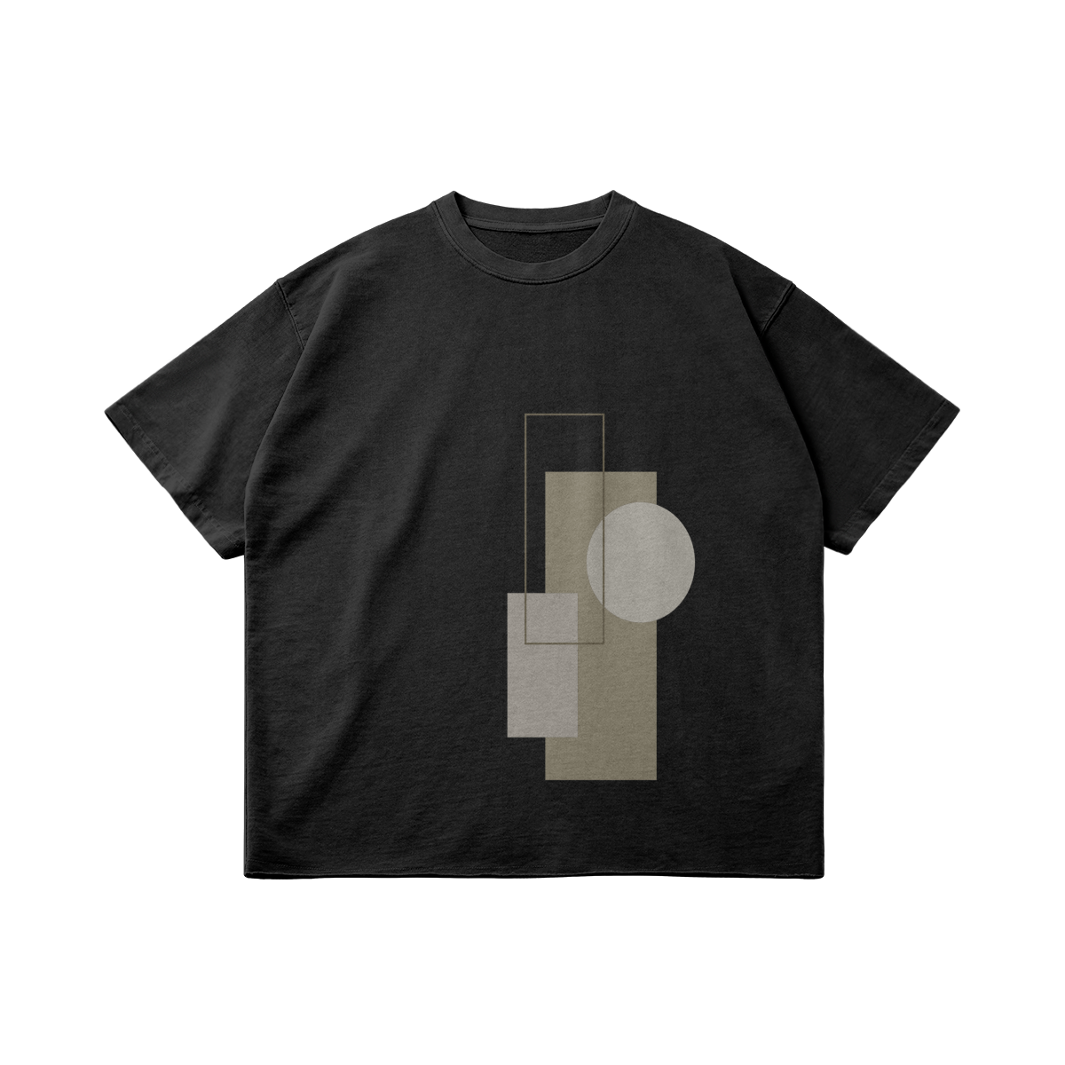 UNISEX Geometric Print Faded Raw Hem Tee