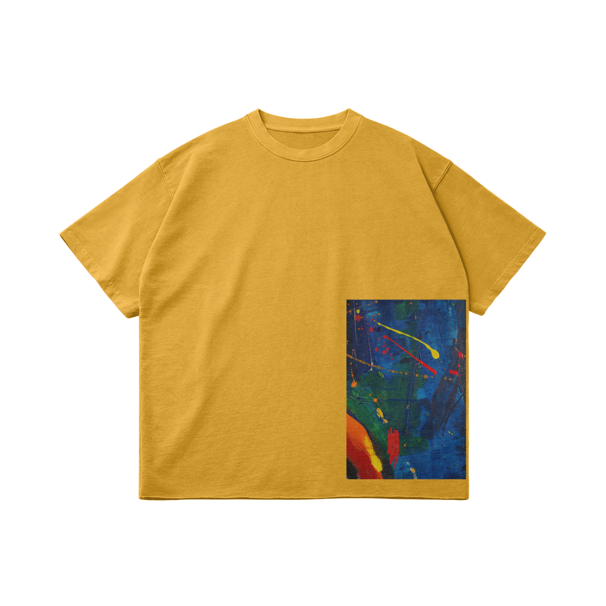 UNISEX Oil Painting Faded Raw Hem Cotton Tee