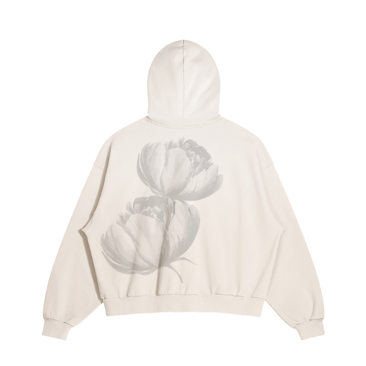 UNISEX Flower Print Sun Faded Distressed Cotton Hoodie