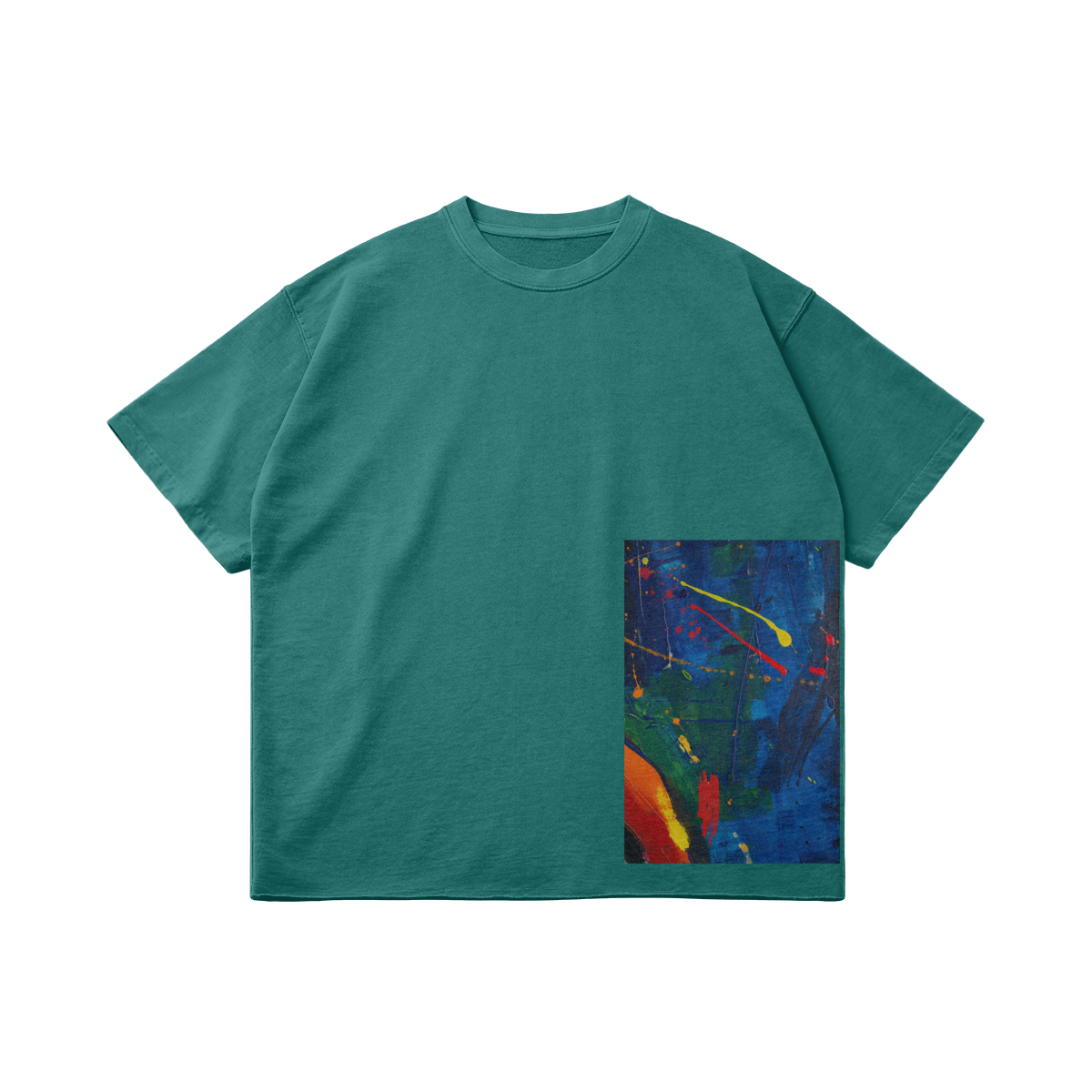 UNISEX Oil Painting Faded Raw Hem Cotton Tee
