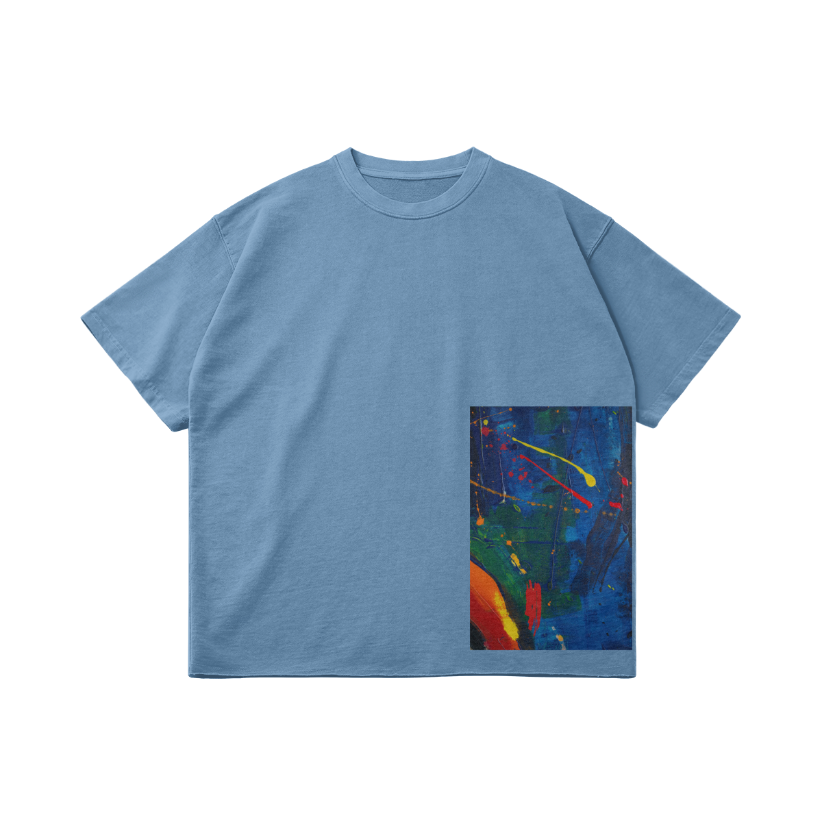 UNISEX Oil Painting Faded Raw Hem Cotton Tee