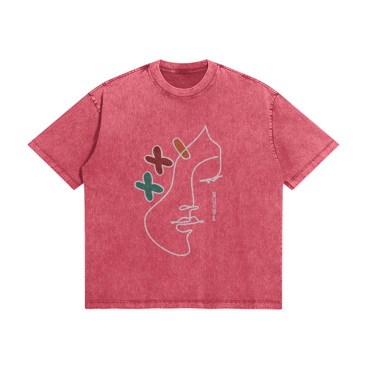 UNISEX "PEACE" Lady Oversized Snow Wash Cotton Tee