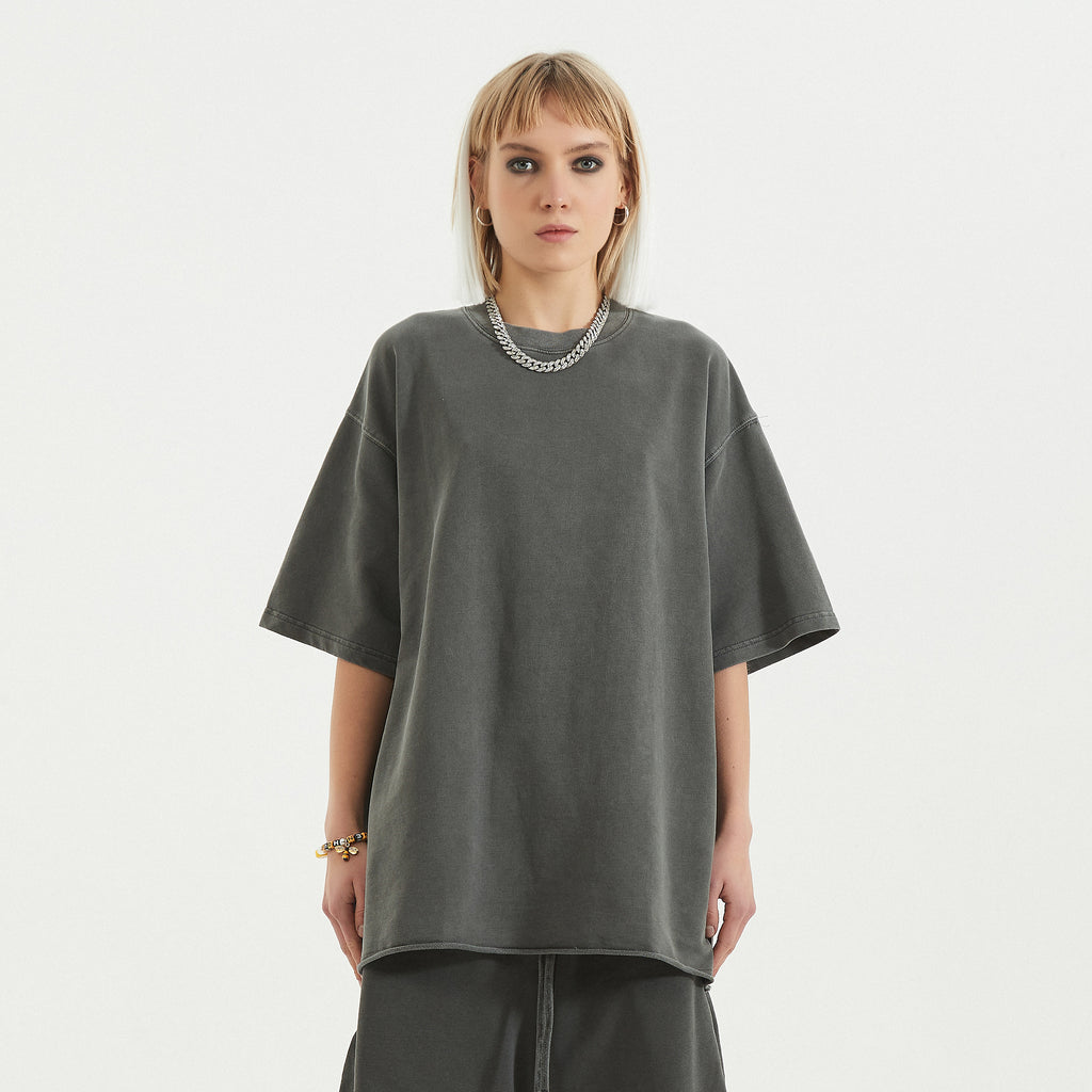 BASICS 260GSM UNISEX Faded Raw Hem Tee