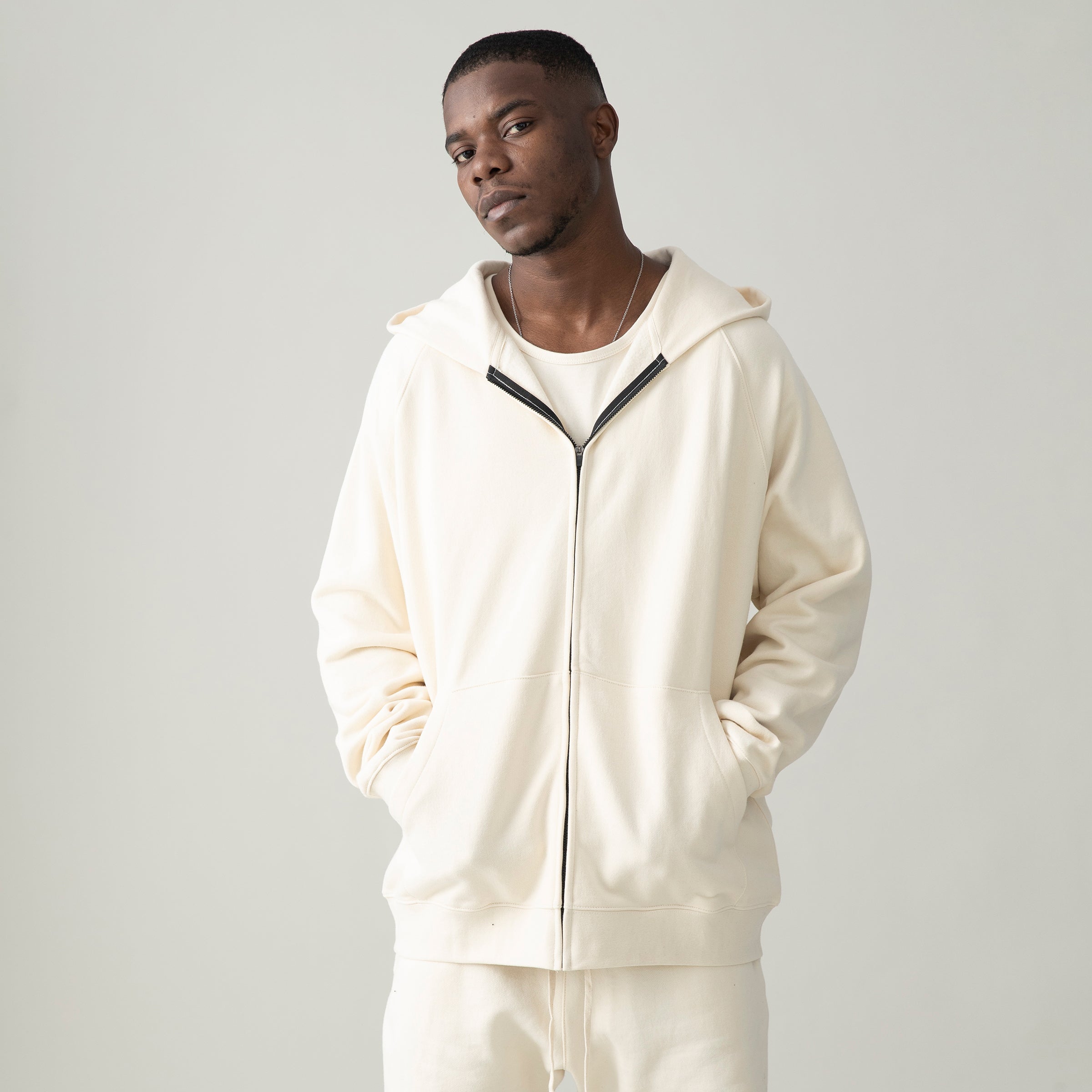 BASICS 380GSM UNISEX Heavyweight Brushed Fleece Full-zip Cotton Hoodie