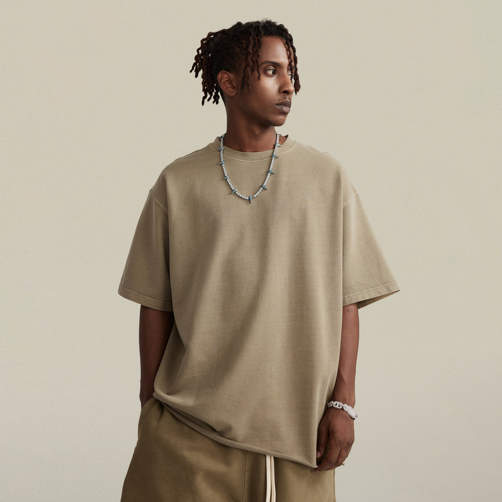 BASICS 260GSM UNISEX Faded Raw Hem Tee