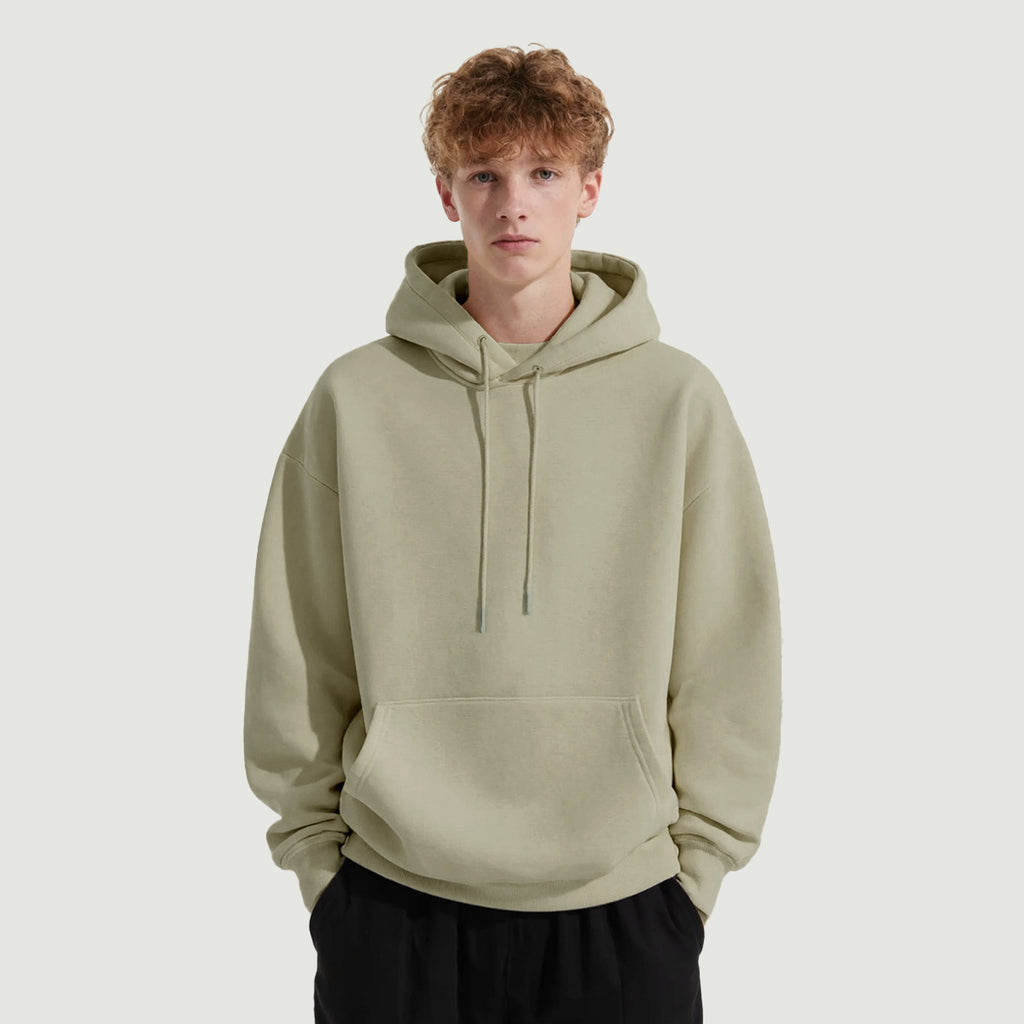 BASICS 380GSM UNISEX Brushed Fleece Drawstring Cotton Hoodie