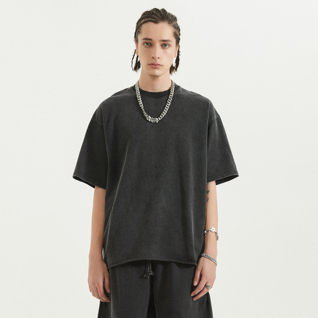BASICS 260GSM UNISEX Faded Raw Hem Tee