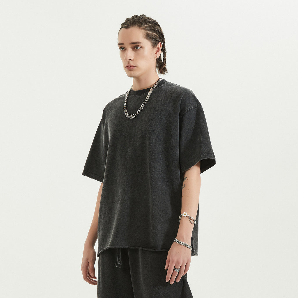BASICS 260GSM UNISEX Faded Raw Hem Tee