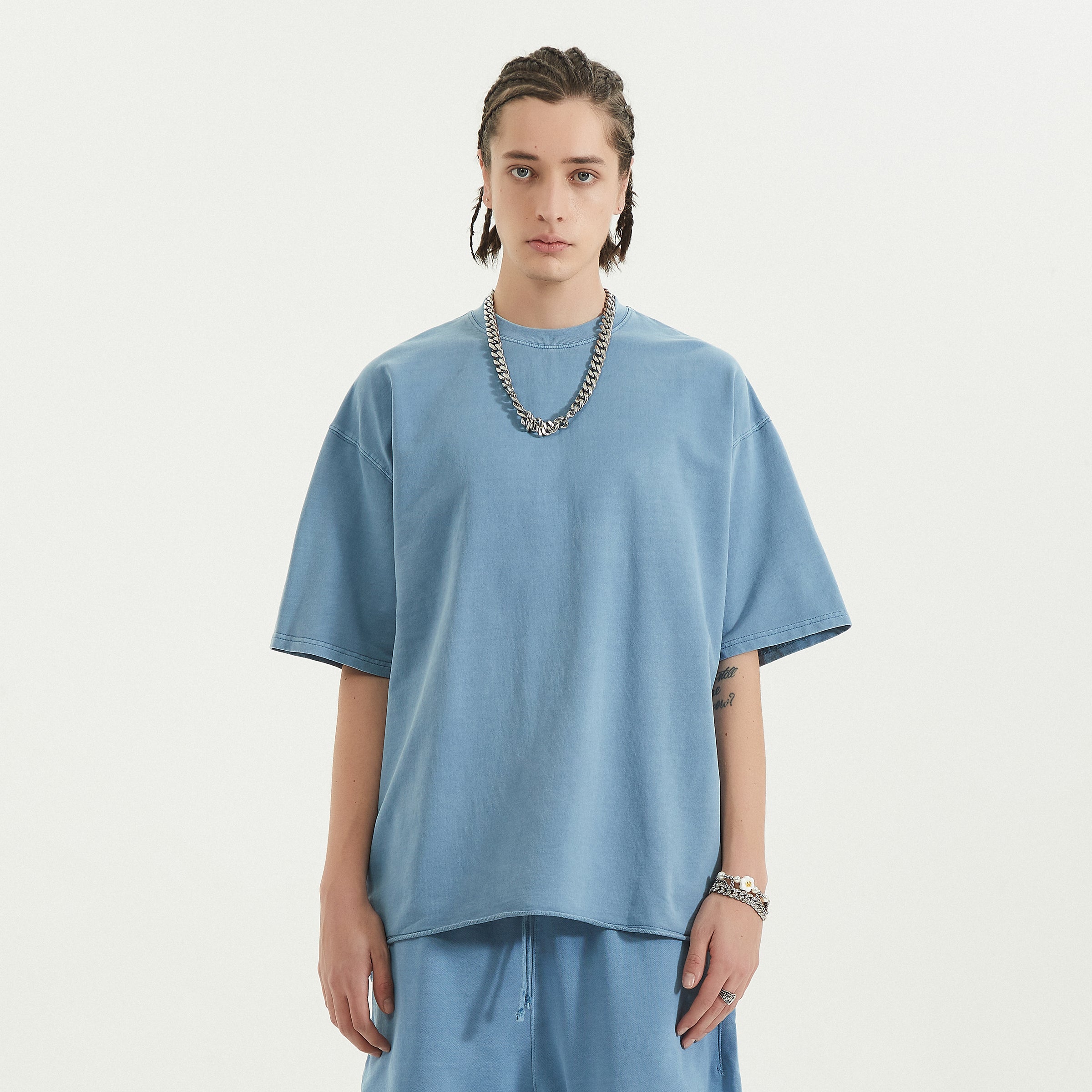 BASICS 260GSM UNISEX Faded Raw Hem Tee