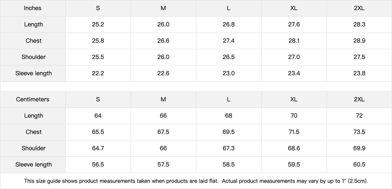 Size chart for UNISEX Flower Print Sun Faded Distressed Cotton Hoodie